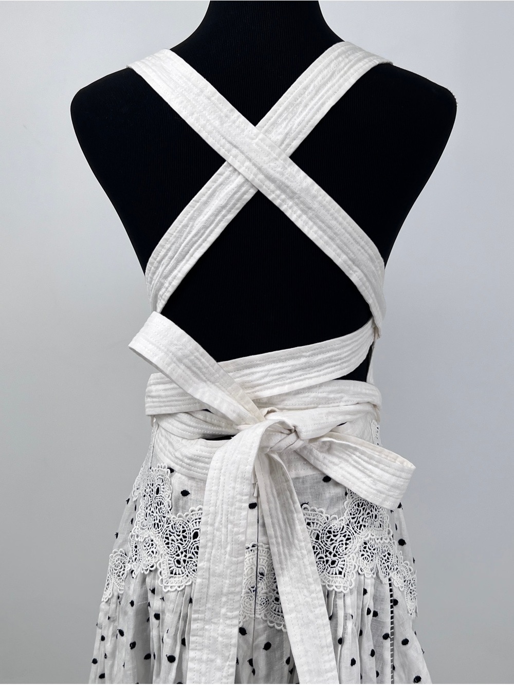 Zimmermann black white linen polka-dot apron midi dress size 1 - Picture 12 of 13